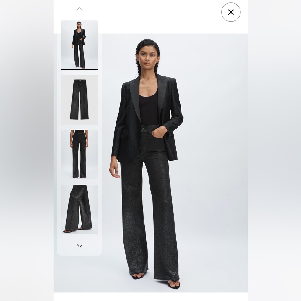 PAIGE Shimmering Black Wide Leg Jeans